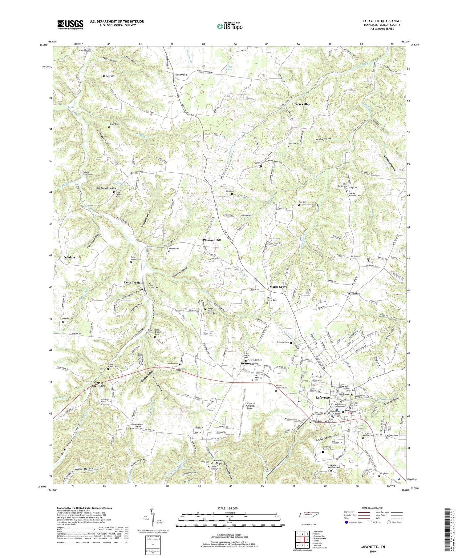 Lafayette Tennessee US Topo Map Image