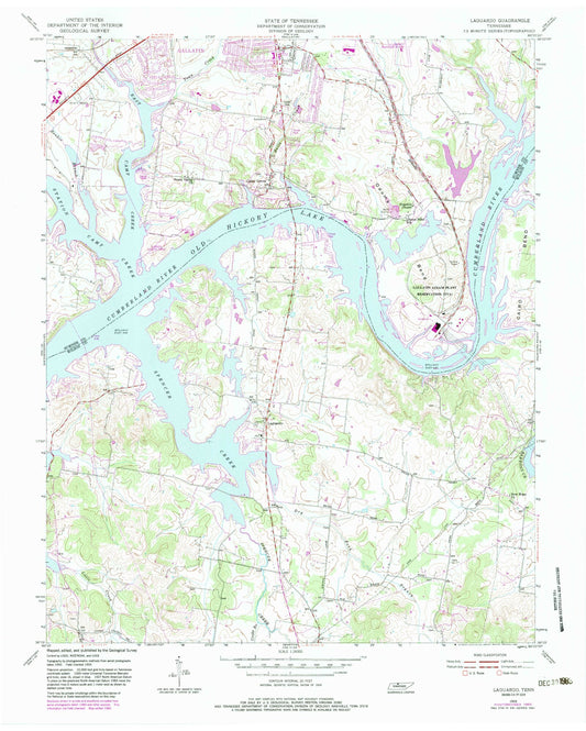 Classic USGS Laguardo Tennessee 7.5'x7.5' Topo Map Image