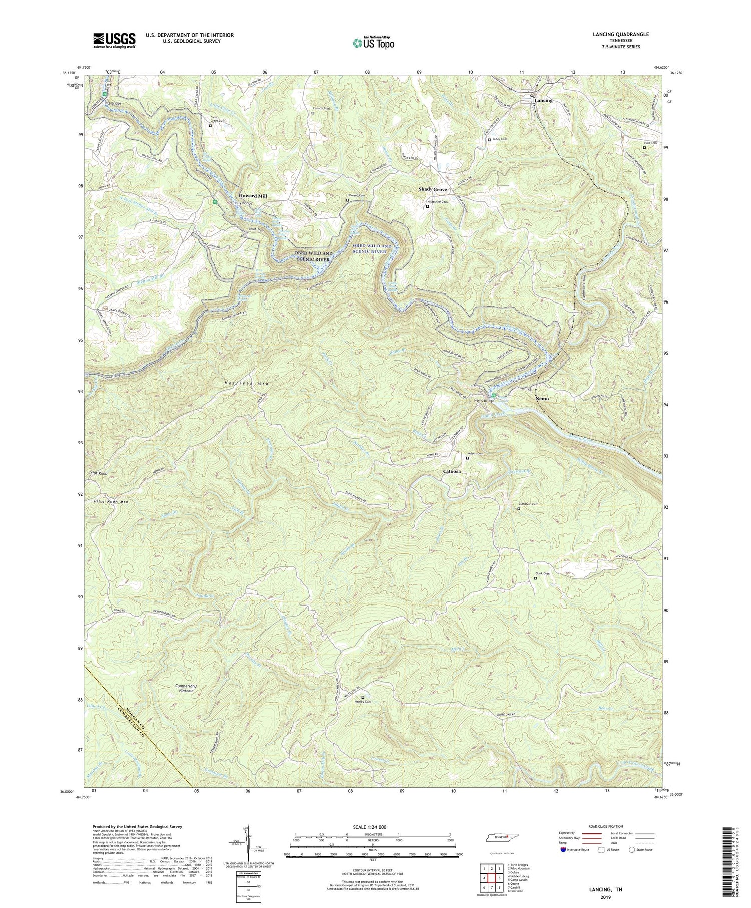 Lancing Tennessee US Topo Map Image