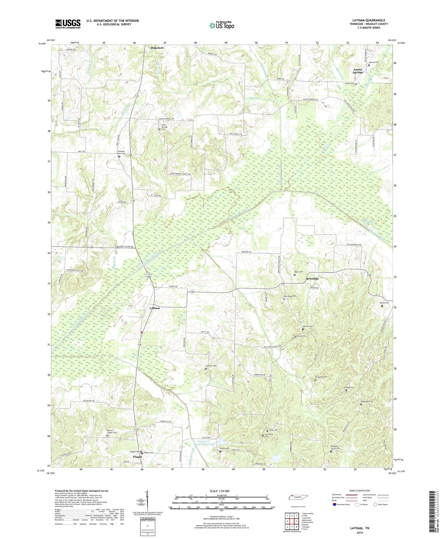 Latham Tennessee US Topo Map Image