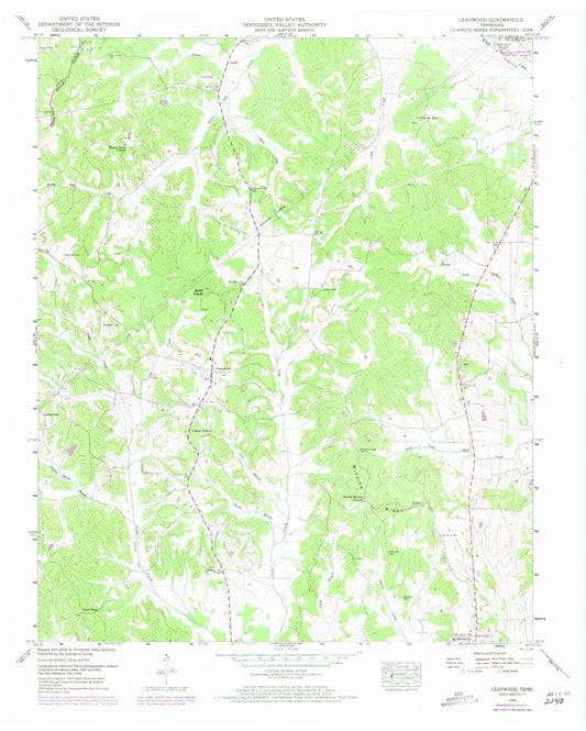 Classic USGS Leapwood Tennessee 7.5'x7.5' Topo Map Image