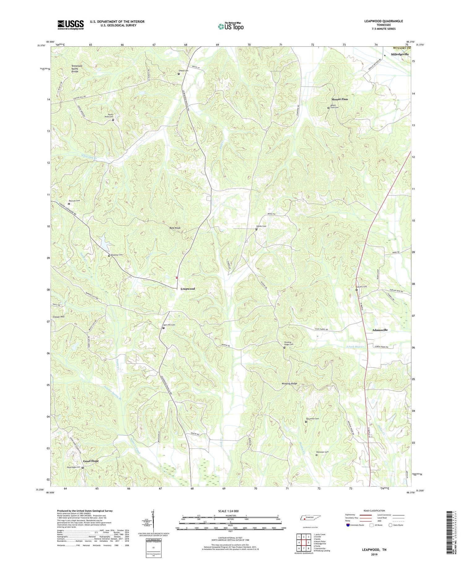 Leapwood Tennessee US Topo Map Image
