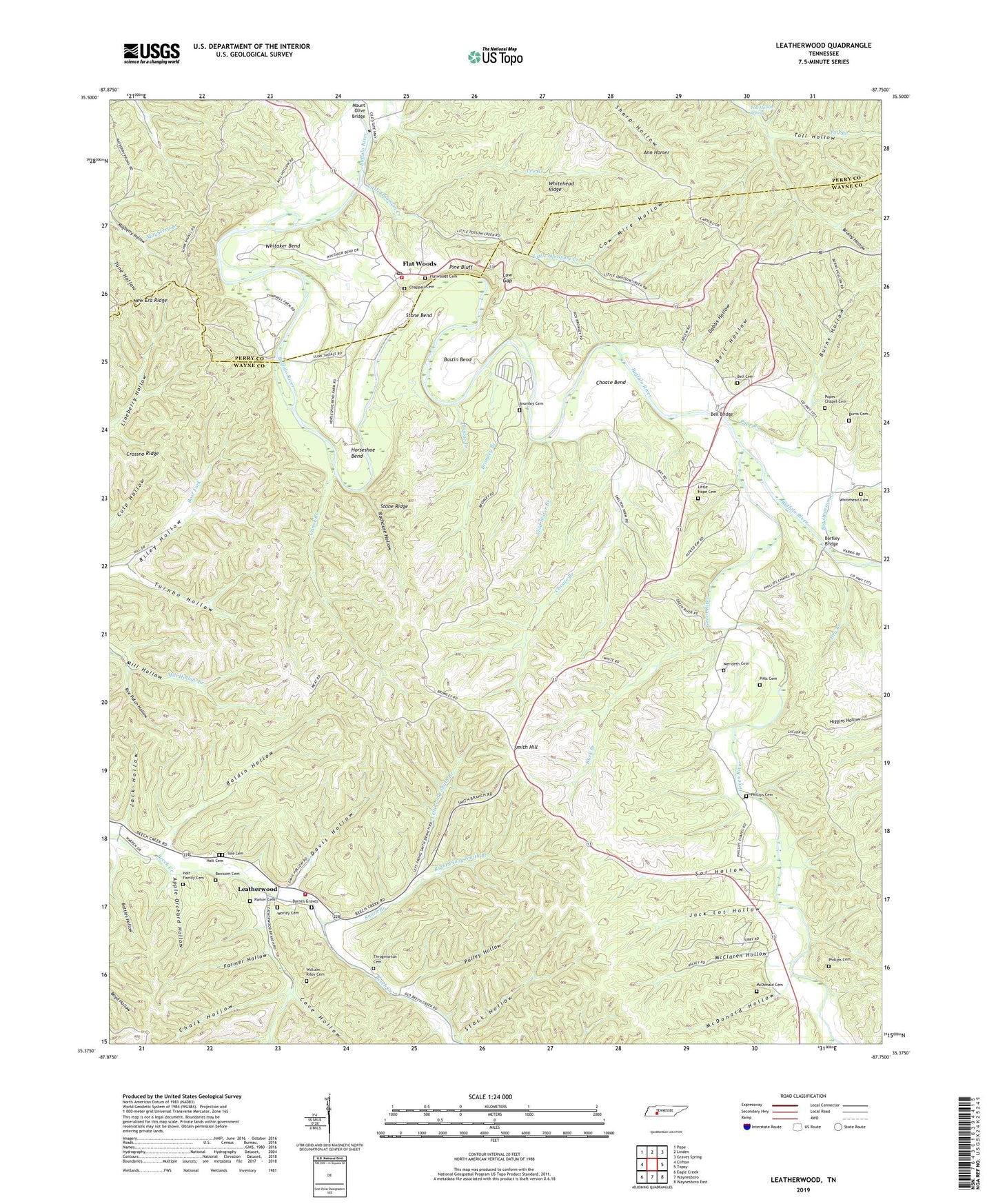 Leatherwood Tennessee US Topo Map Image