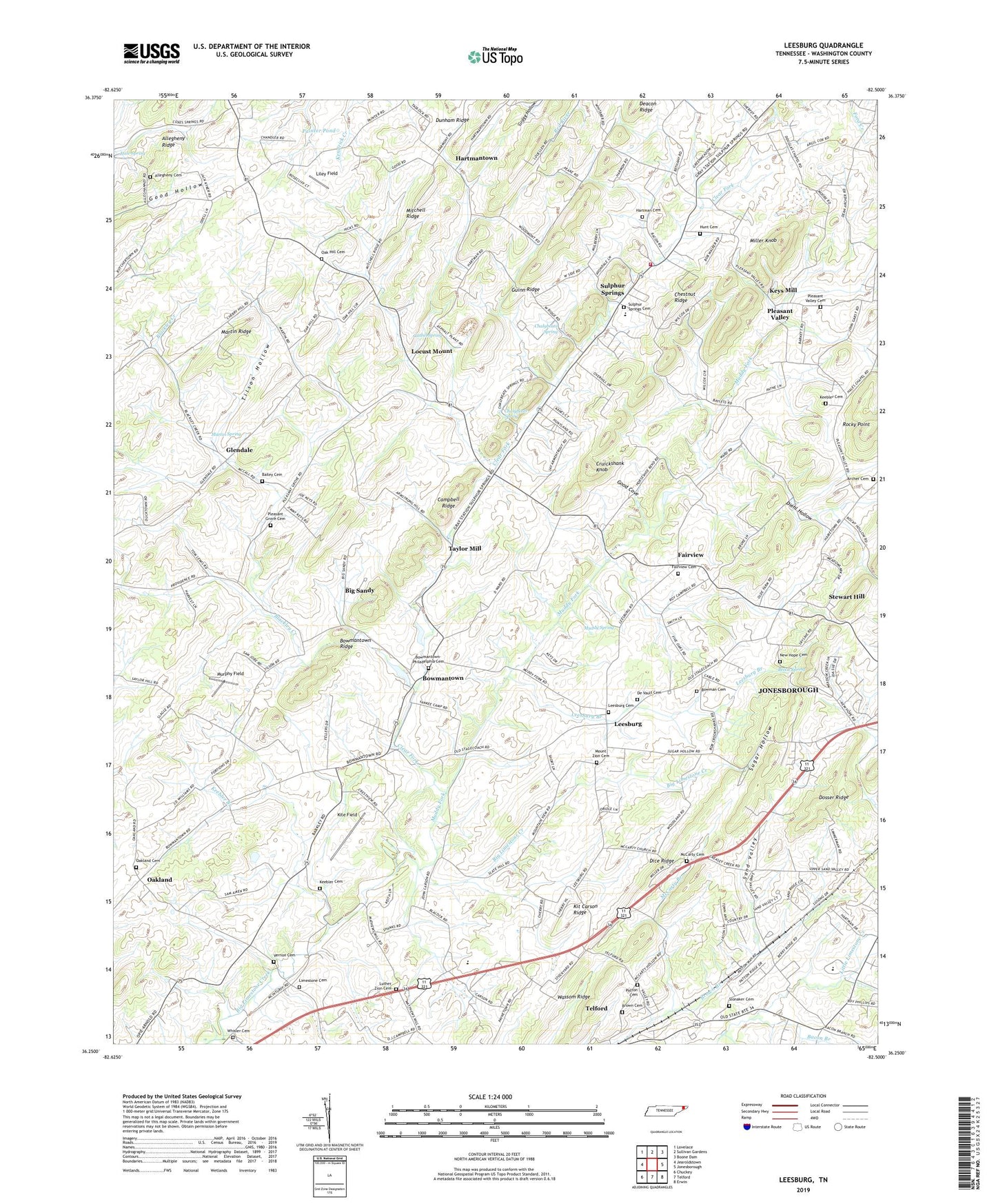 Leesburg Tennessee US Topo Map Image