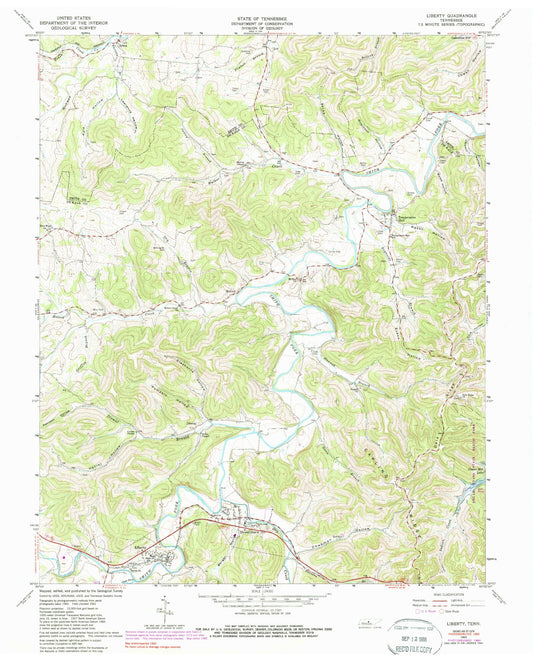 Classic USGS Liberty Tennessee 7.5'x7.5' Topo Map Image