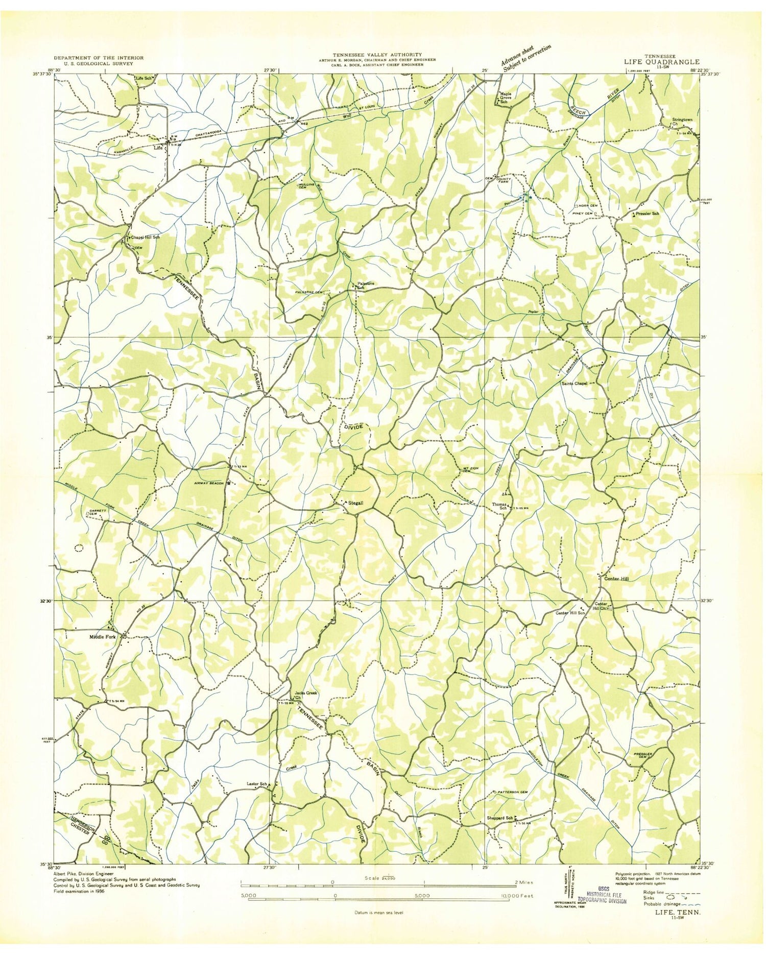 Classic USGS Life Tennessee 7.5'x7.5' Topo Map Image