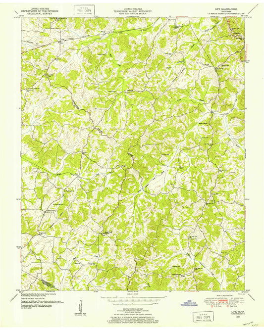 Classic USGS Life Tennessee 7.5'x7.5' Topo Map Image