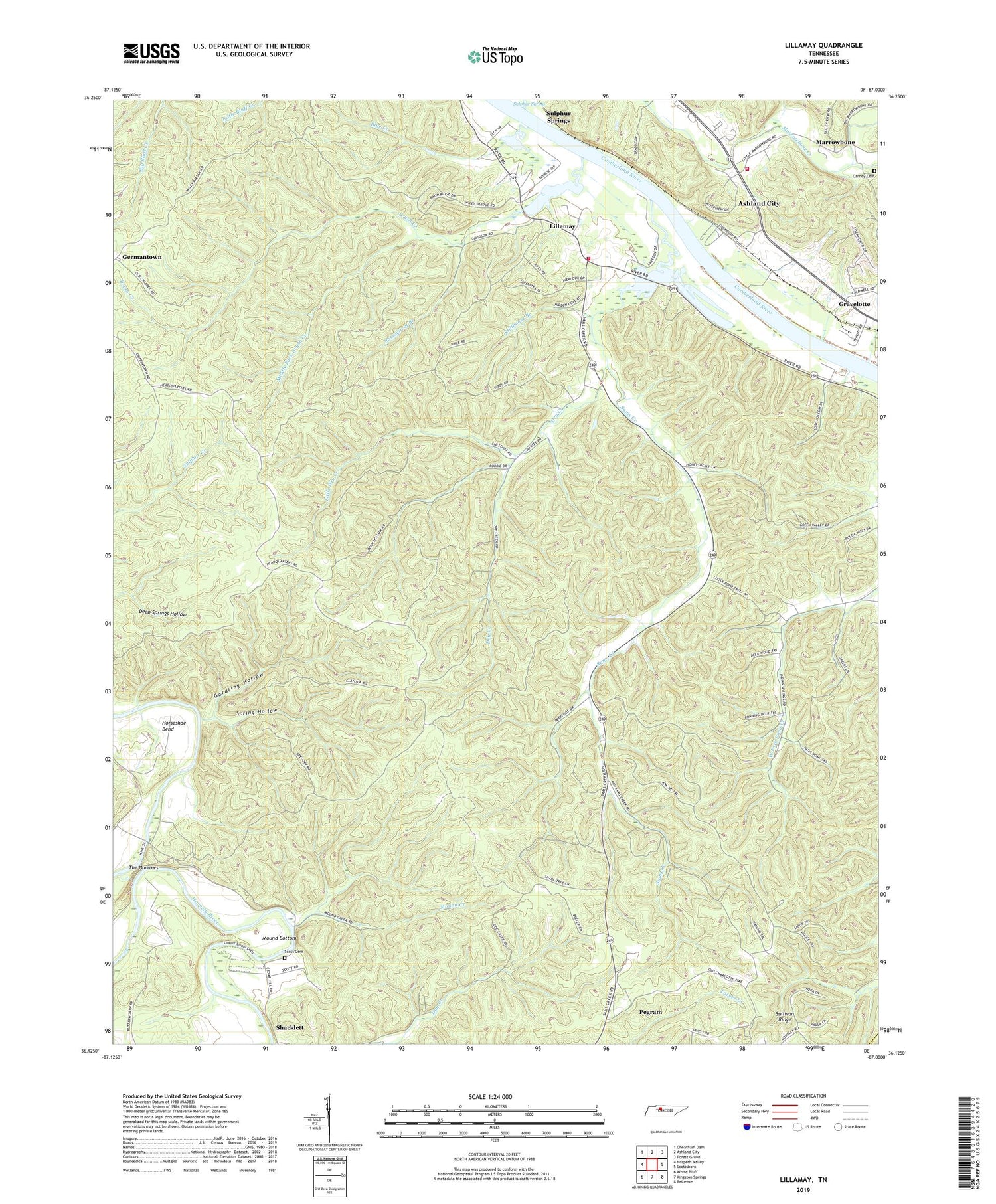 Lillamay Tennessee US Topo Map Image