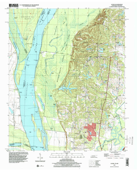 Classic USGS Locke Tennessee 7.5'x7.5' Topo Map Image