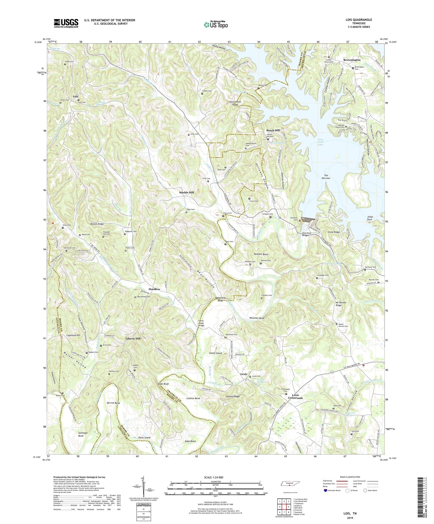Lois Tennessee US Topo Map Image