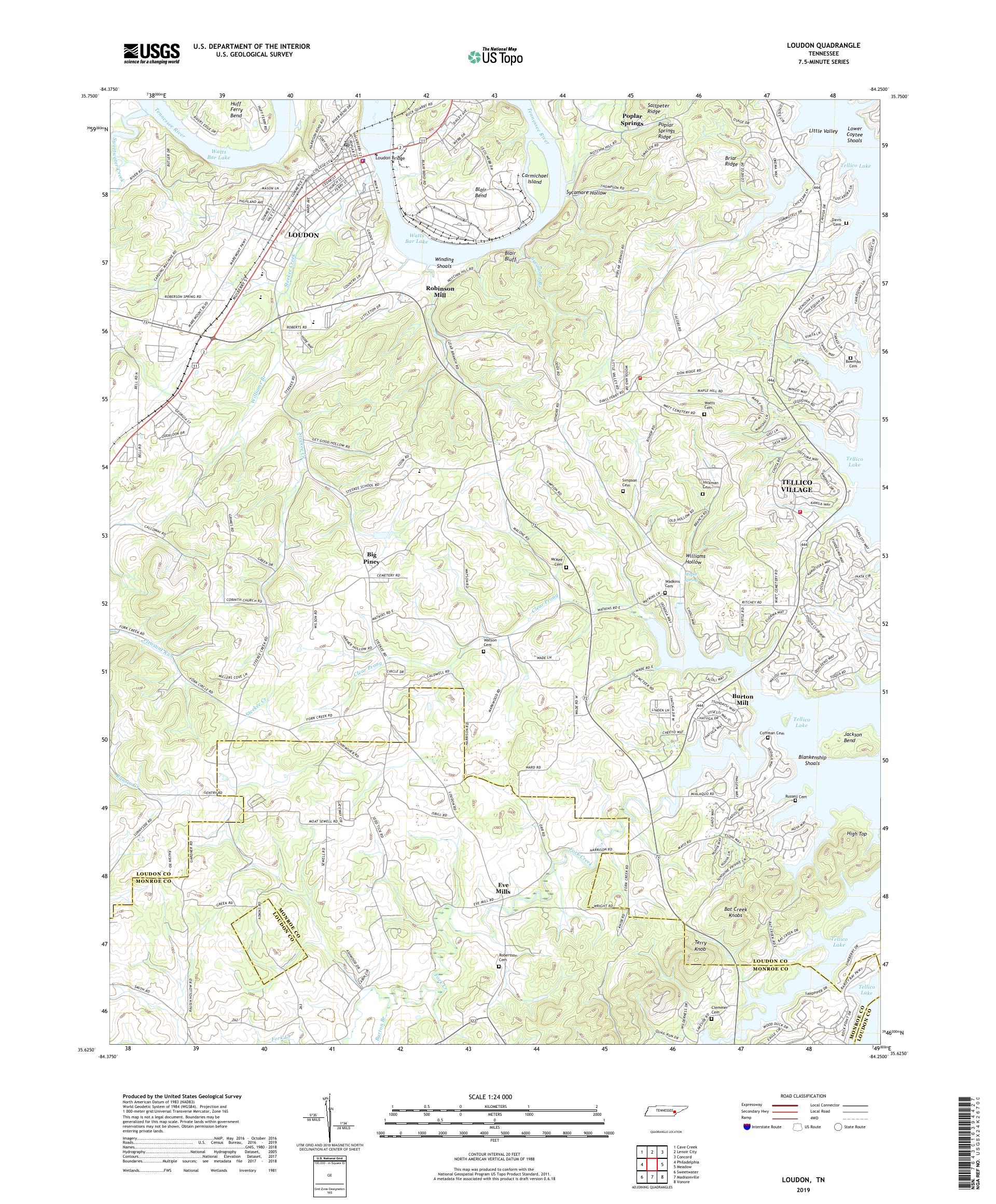 Loudon Tennessee US Topo Map – MyTopo Map Store