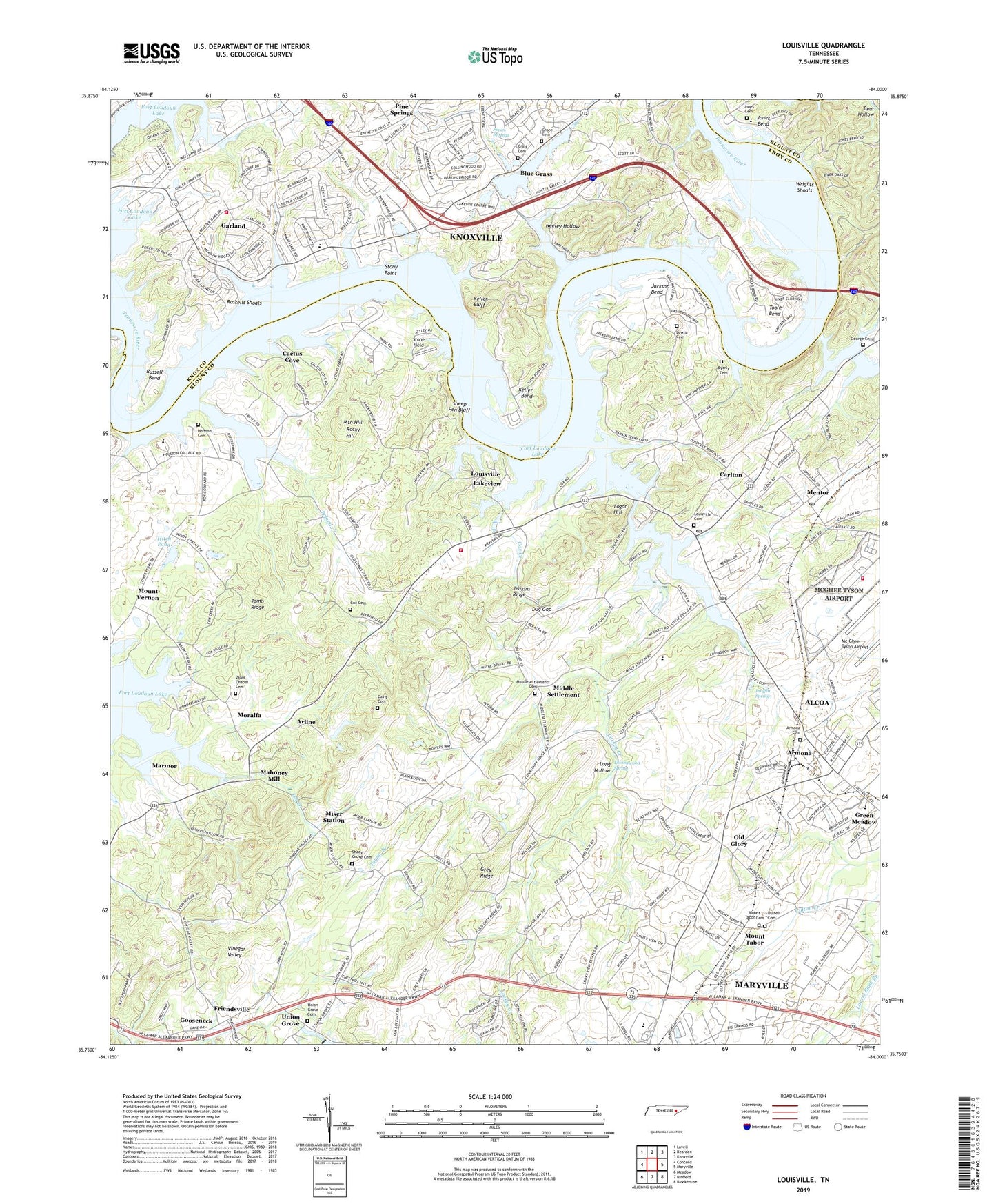 Louisville Tennessee US Topo Map Image