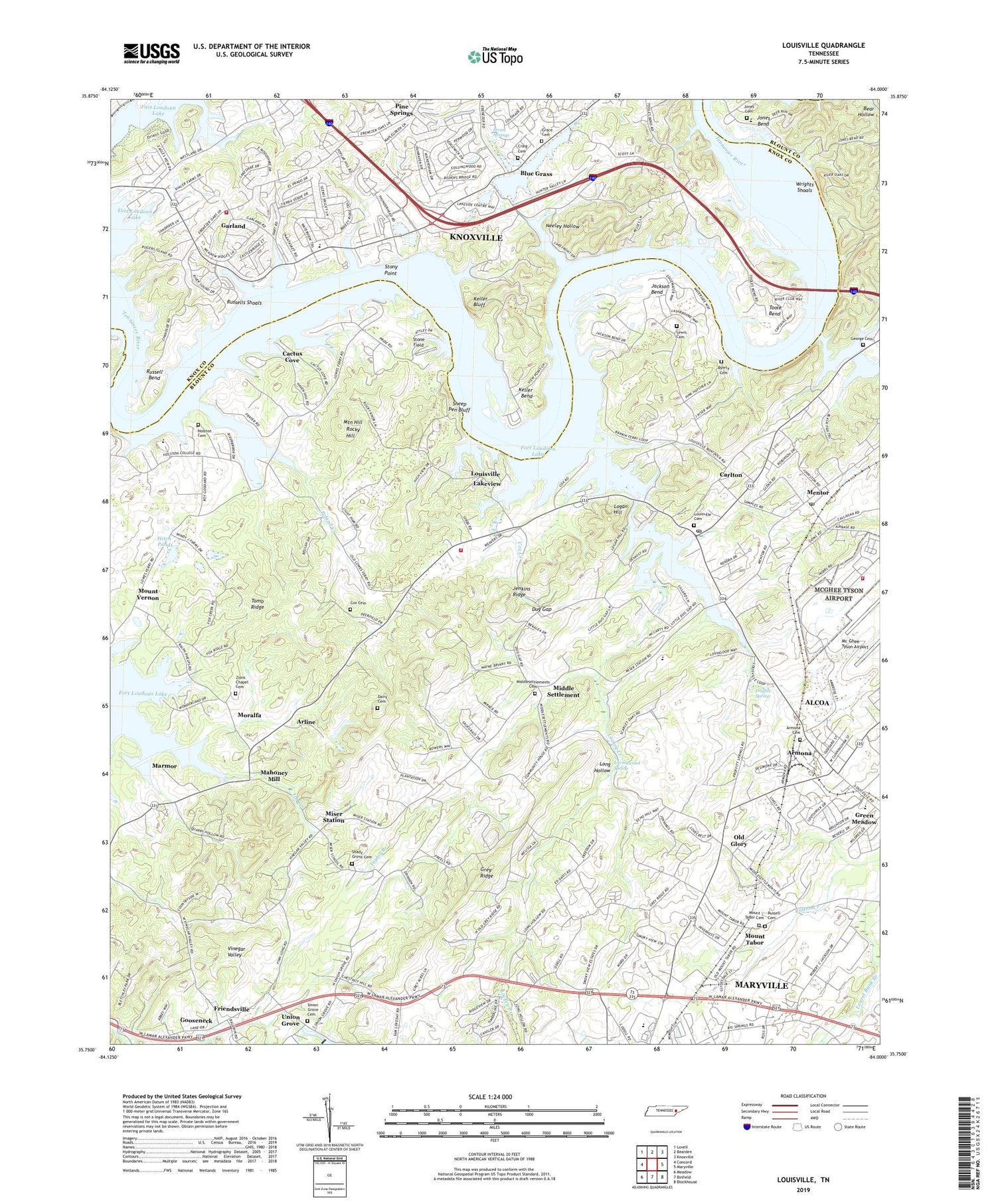 Louisville Tennessee US Topo Map Image
