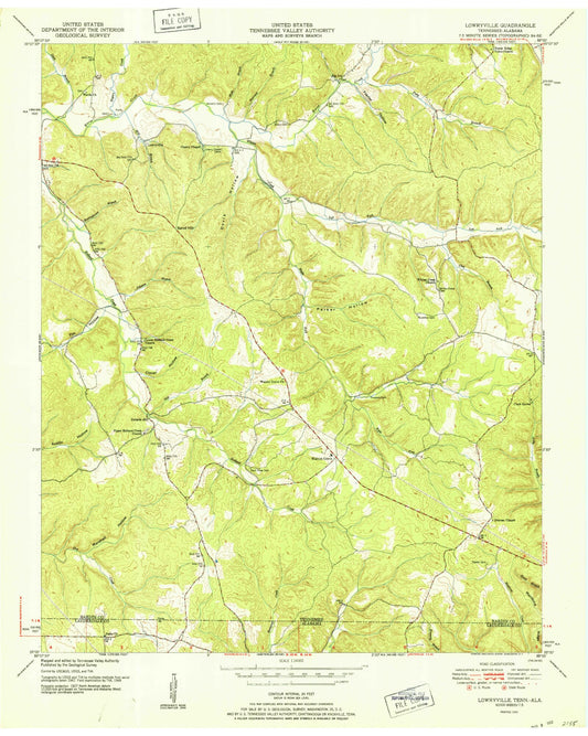 Classic USGS Lowryville Tennessee 7.5'x7.5' Topo Map Image