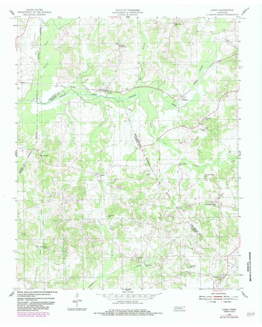 Classic USGS Luray Tennessee 7.5'x7.5' Topo Map Image