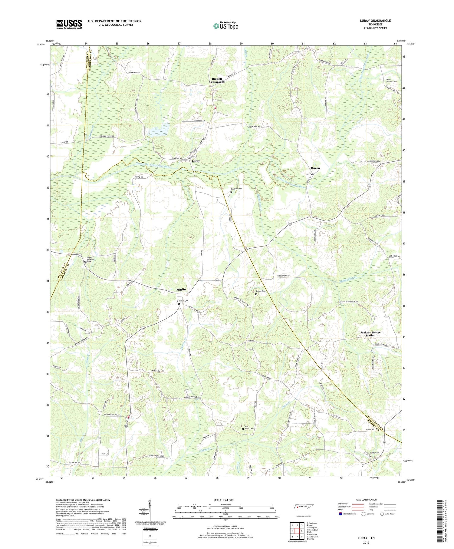 Luray Tennessee US Topo Map Image