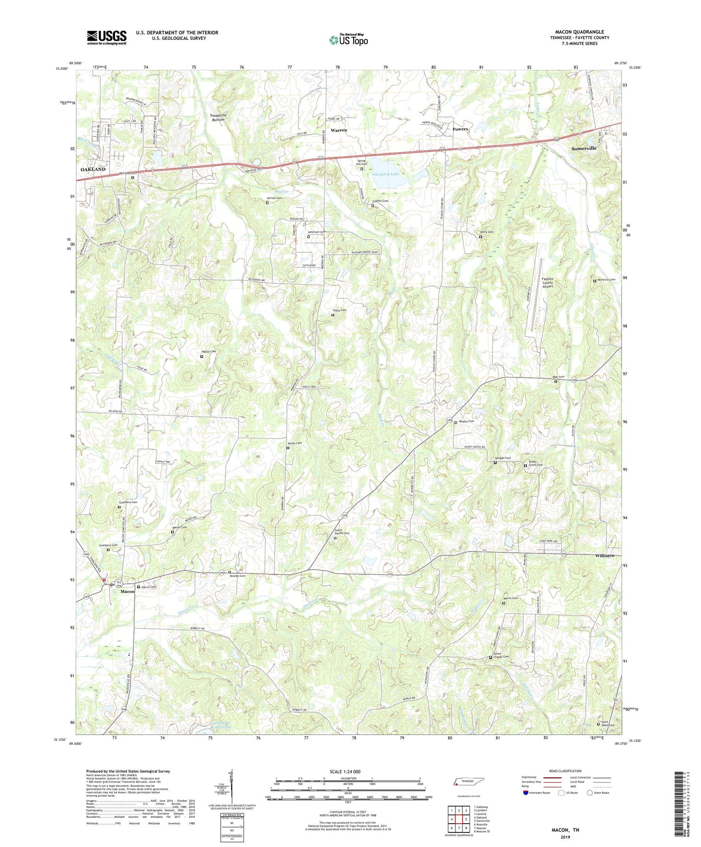 Macon Tennessee US Topo Map Image