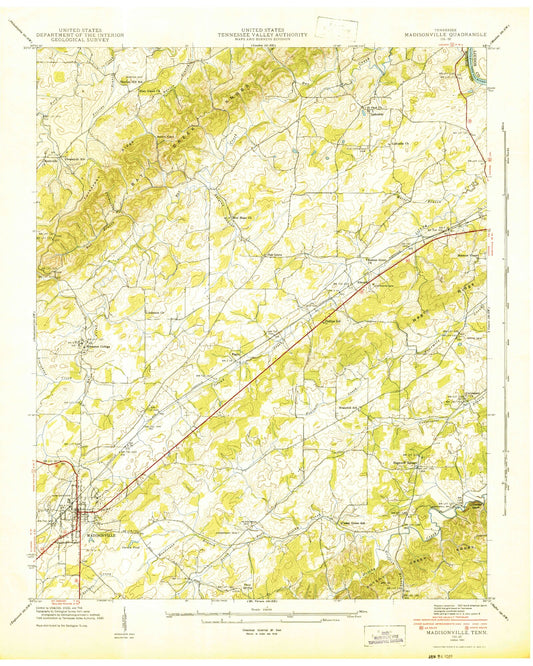 Classic USGS Madisonville Tennessee 7.5'x7.5' Topo Map Image