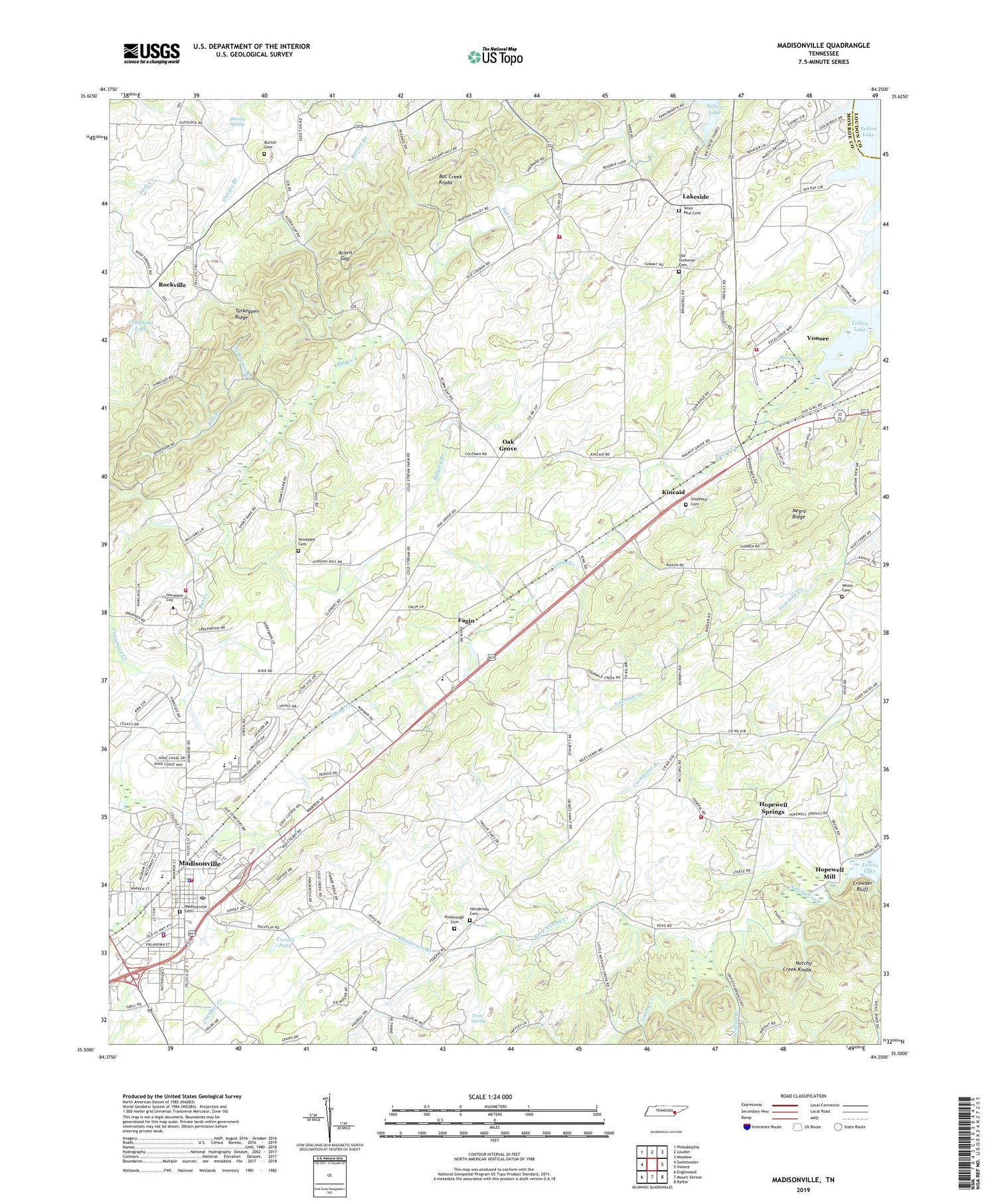 Madisonville Tennessee US Topo Map Image