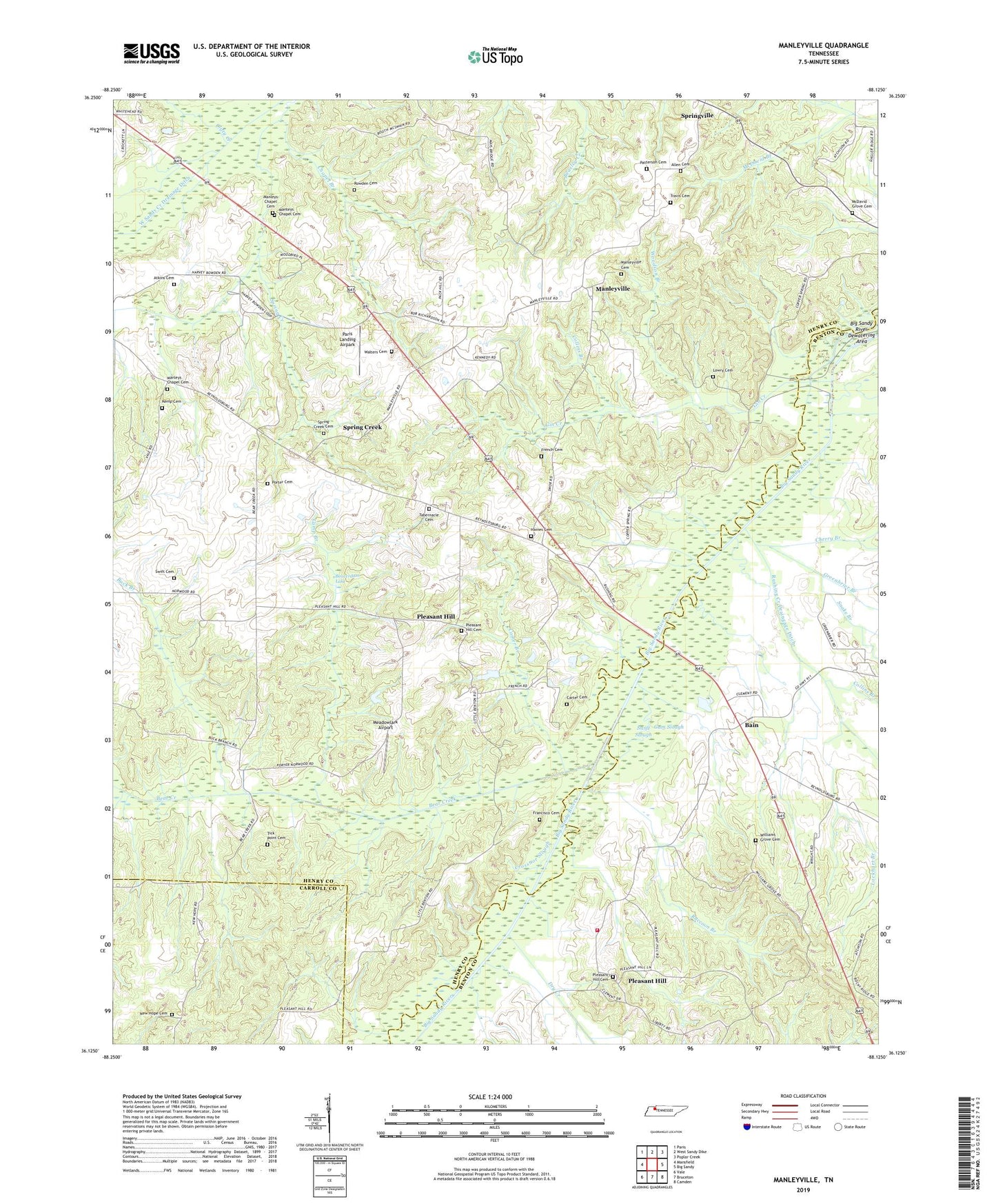 Manleyville Tennessee US Topo Map Image