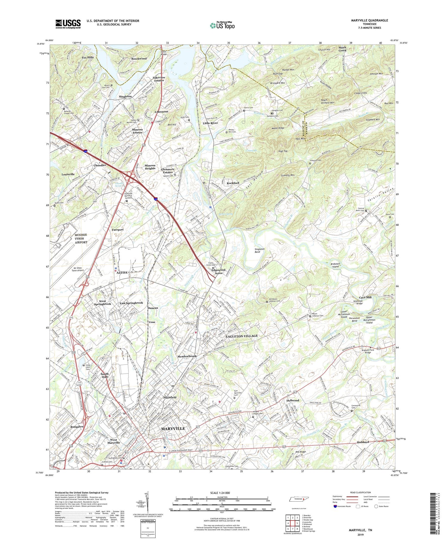 Maryville Tennessee US Topo Map Image