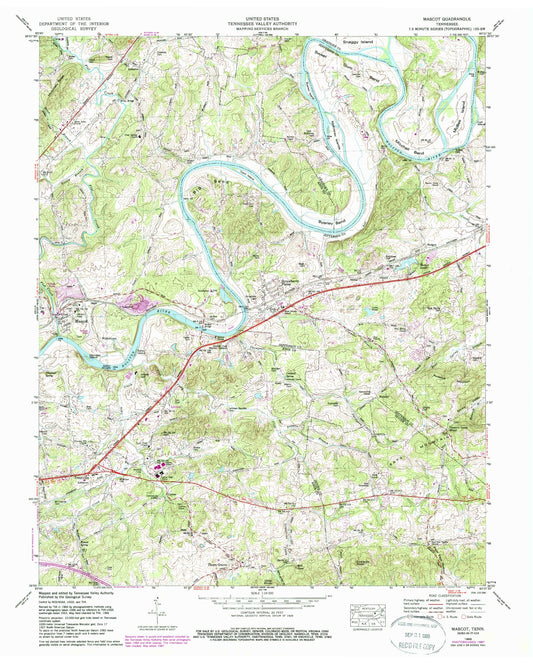 Classic USGS Mascot Tennessee 7.5'x7.5' Topo Map Image