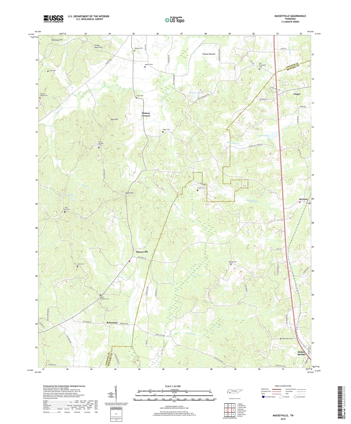 Masseyville Tennessee US Topo Map Image