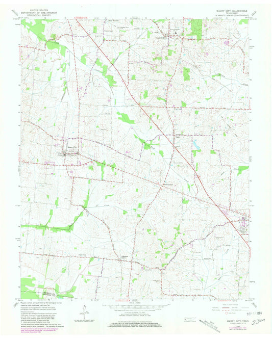 Classic USGS Maury City Tennessee 7.5'x7.5' Topo Map Image