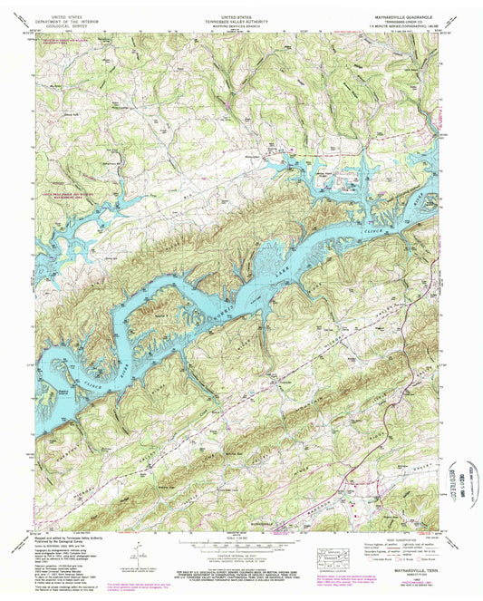 Classic USGS Maynardville Tennessee 7.5'x7.5' Topo Map Image