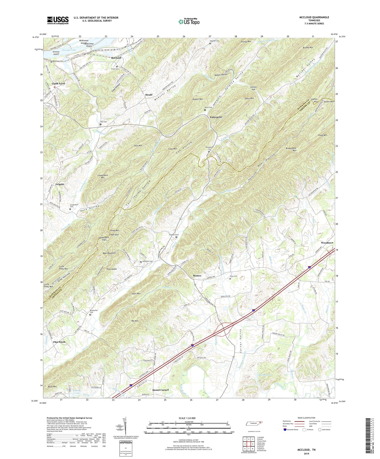 McCloud Tennessee US Topo Map Image