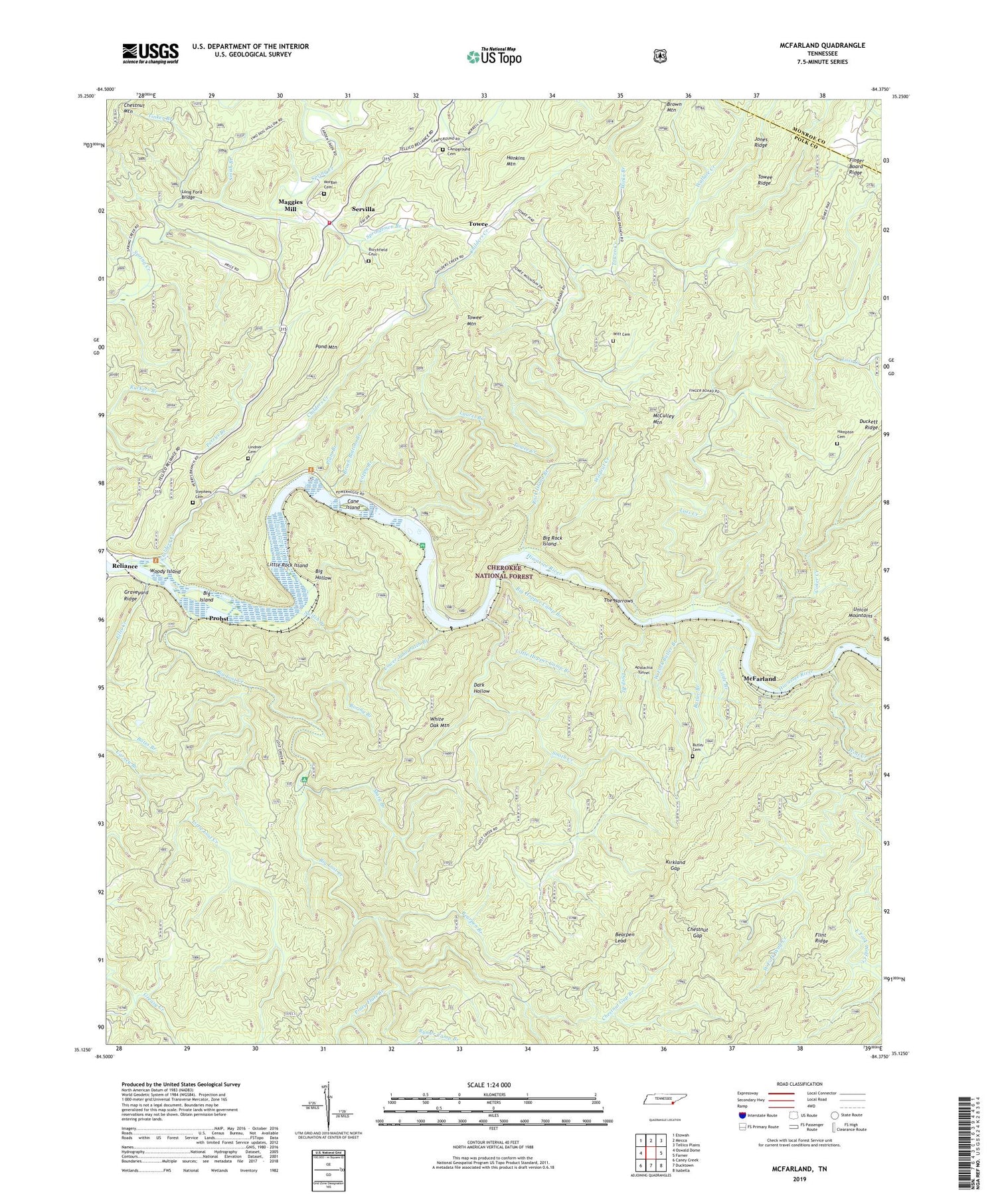 McFarland Tennessee US Topo Map Image