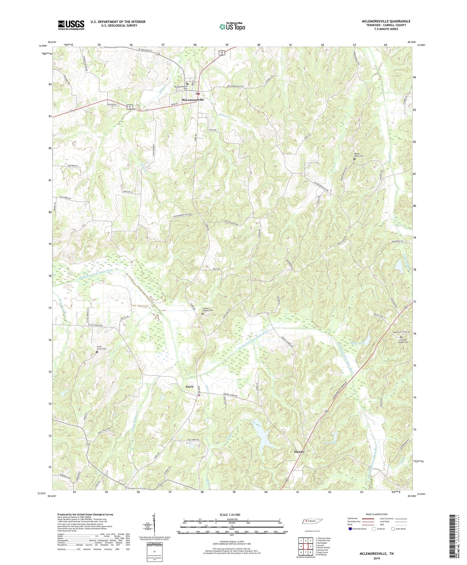 McLemoresville Tennessee US Topo Map Image