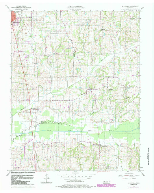 Classic USGS McConnell Tennessee 7.5'x7.5' Topo Map Image