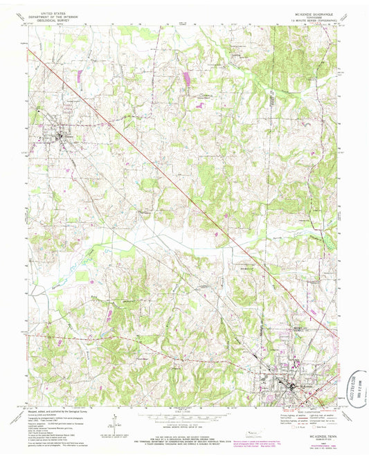 Classic USGS McKenzie Tennessee 7.5'x7.5' Topo Map Image