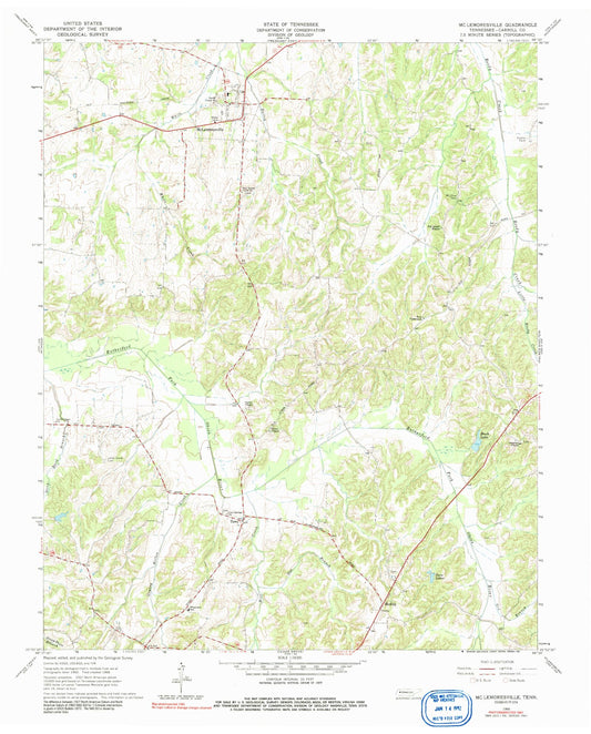 Classic USGS McLemoresville Tennessee 7.5'x7.5' Topo Map Image