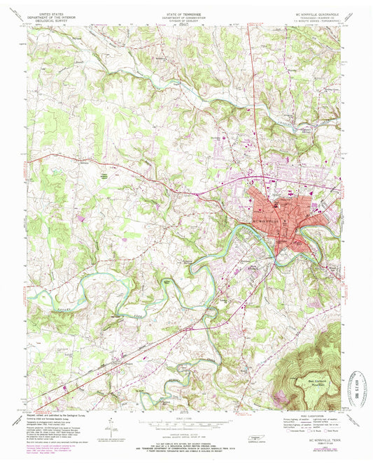 Classic USGS McMinnville Tennessee 7.5'x7.5' Topo Map Image
