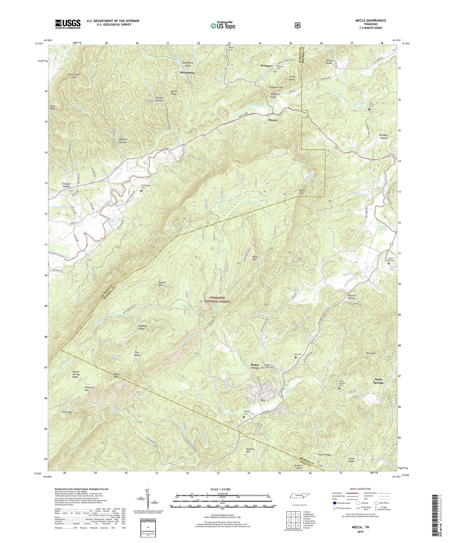 Mecca Tennessee US Topo Map Image