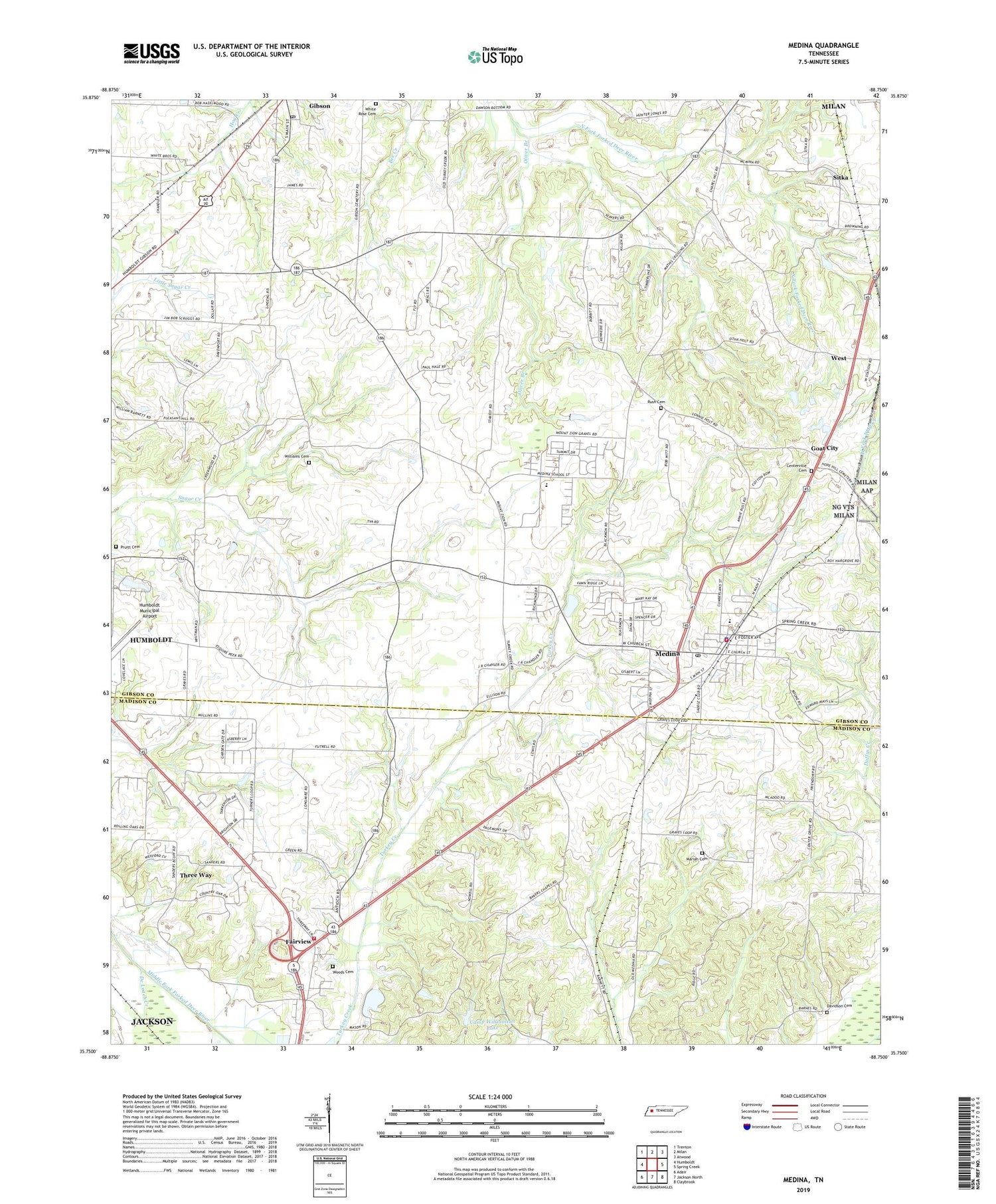 Medina Tennessee US Topo Map Image