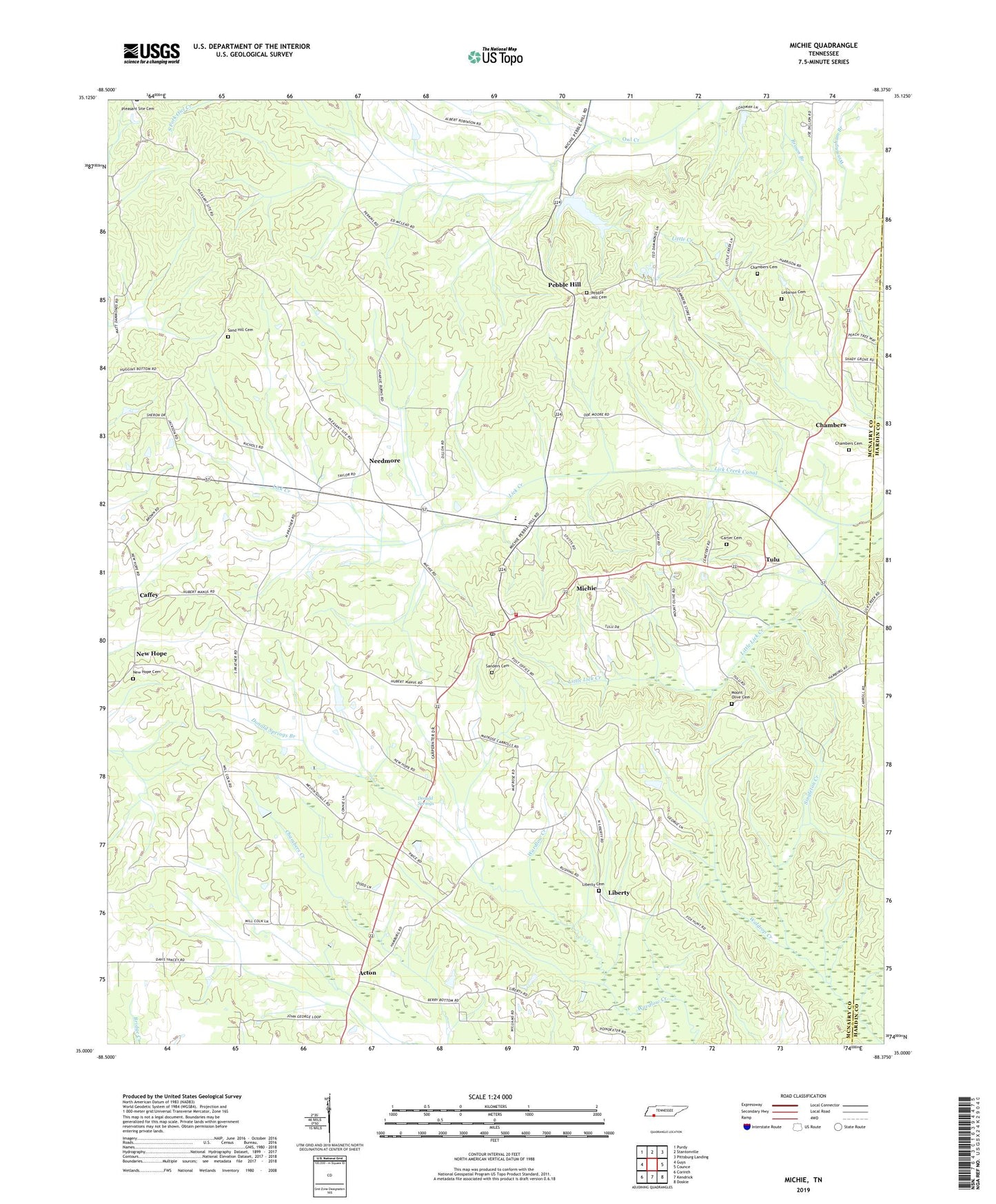 Michie Tennessee US Topo Map Image