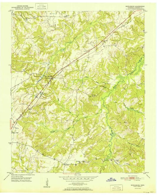 Classic USGS Middleburg Tennessee 7.5'x7.5' Topo Map Image
