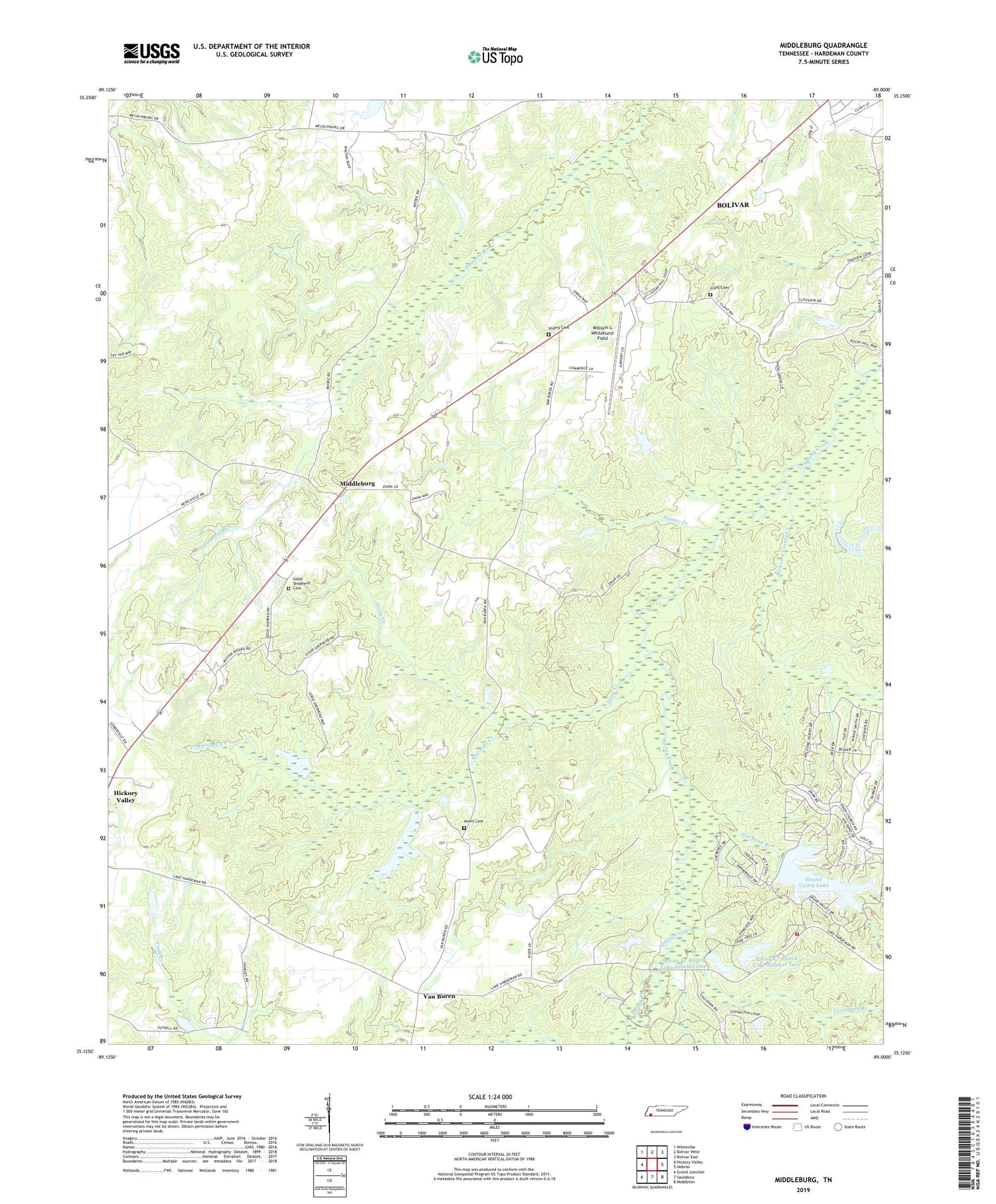 Middleburg Tennessee US Topo Map Image