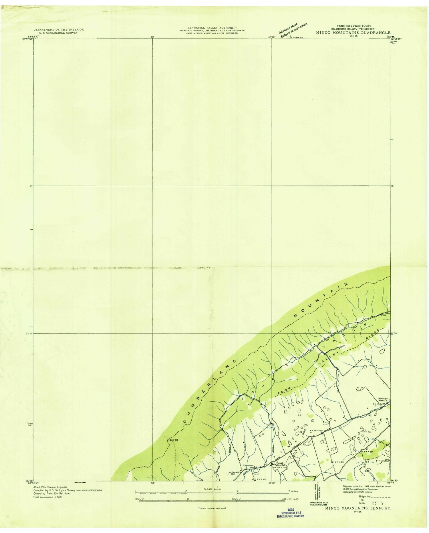 Classic USGS Fork Ridge Tennessee 7.5'x7.5' Topo Map Image