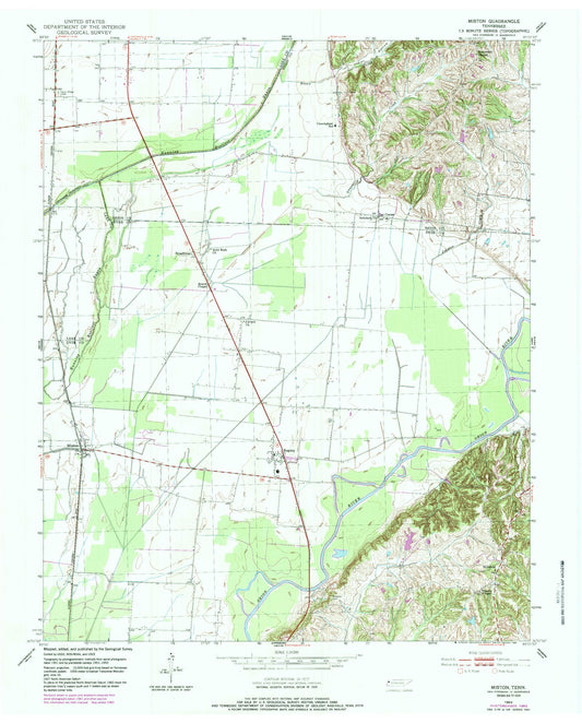 Classic USGS Miston Tennessee 7.5'x7.5' Topo Map Image