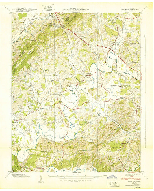 Classic USGS Mohawk Tennessee 7.5'x7.5' Topo Map Image