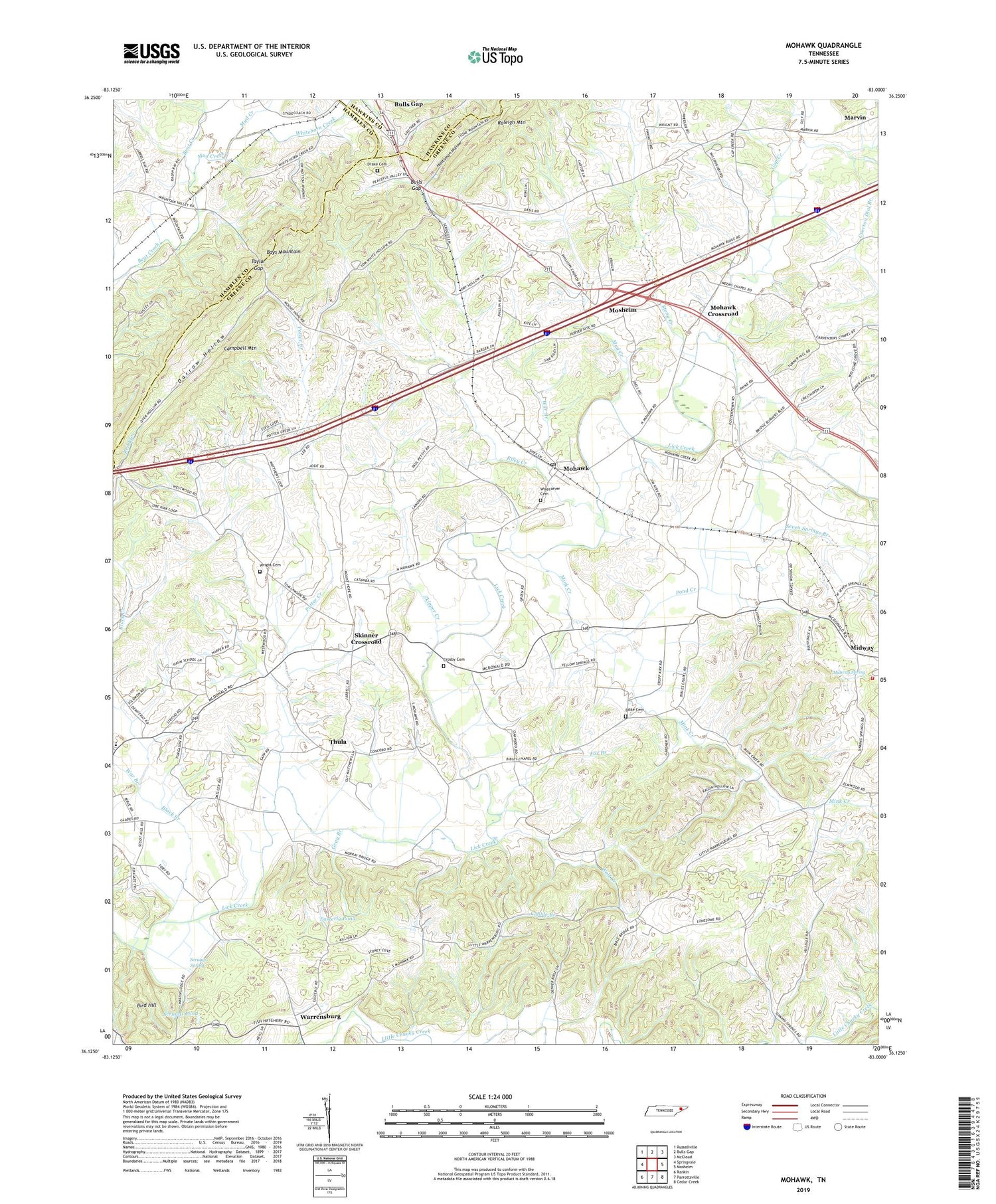 Mohawk Tennessee US Topo Map Image