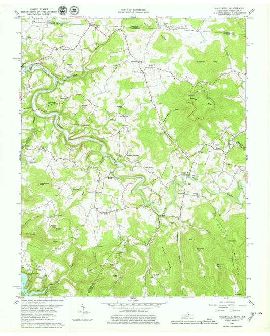 Classic USGS Moodyville Tennessee 7.5'x7.5' Topo Map Image