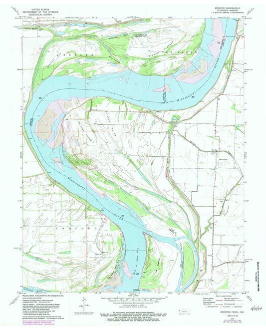 Classic USGS Mooring Tennessee 7.5'x7.5' Topo Map Image