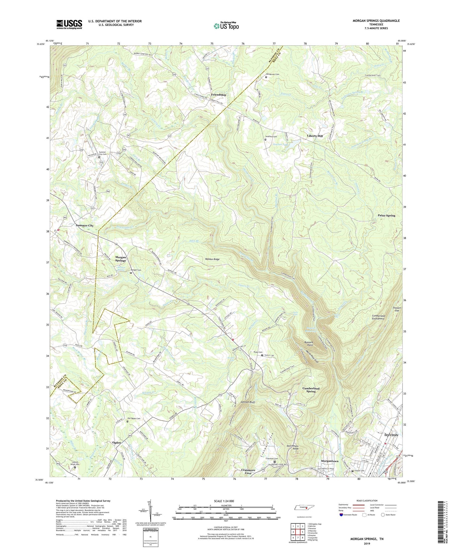 Morgan Springs Tennessee US Topo Map Image
