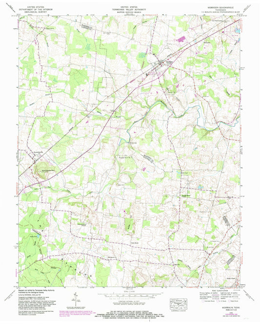 Classic USGS Morrison Tennessee 7.5'x7.5' Topo Map Image