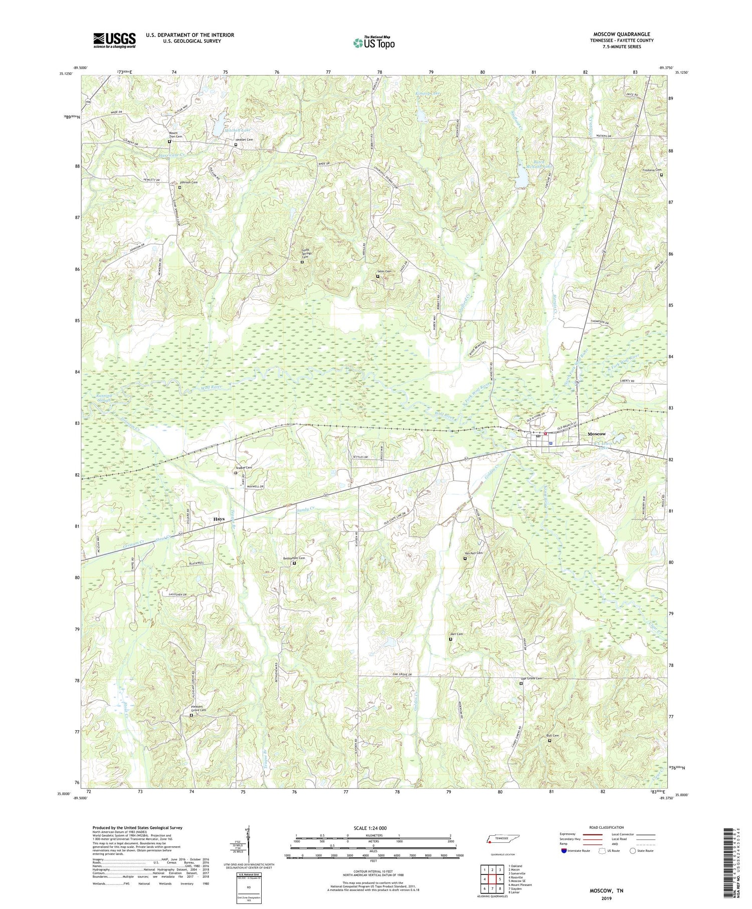 Moscow Tennessee US Topo Map Image